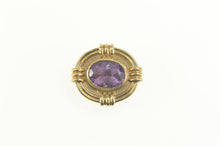 Load image into Gallery viewer, 14K Oval Amethyst Ornate Slide Bracelet Charm/Pendant Yellow Gold