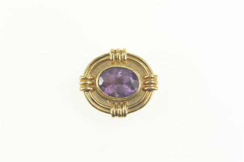 14K Oval Amethyst Ornate Slide Bracelet Charm/Pendant Yellow Gold