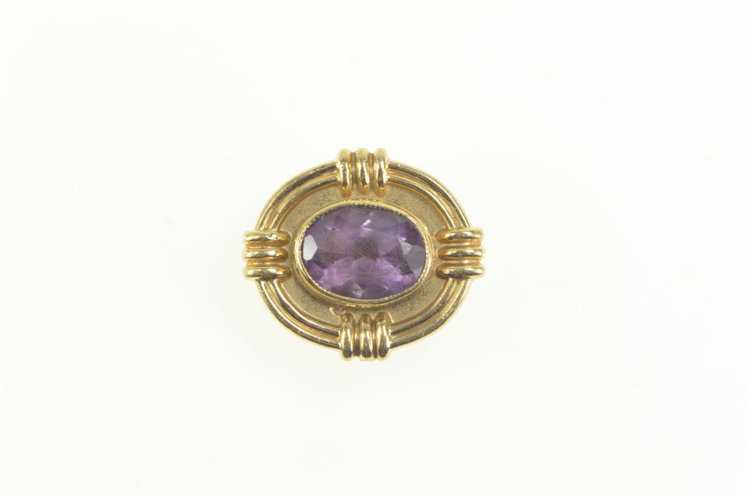 14K Oval Amethyst Ornate Slide Bracelet Charm/Pendant Yellow Gold