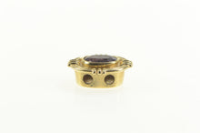 Load image into Gallery viewer, 14K Oval Amethyst Ornate Slide Bracelet Charm/Pendant Yellow Gold