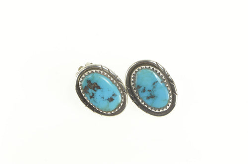 Sterling Silver Native American Turquoise Clip Back Navajo Earrings