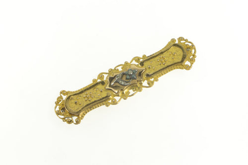 Base Metal Victorian Flower Seed Pearl Elaborate Bar Pin/Brooch