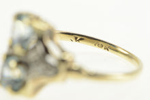 Load image into Gallery viewer, 10K Art Deco Syn. Aquamarine Diamond Statement Ring Yellow Gold