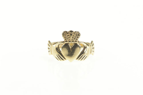 9K Irish Claddagh Traditional Celtic Loyalty Ring Yellow Gold