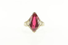 Load image into Gallery viewer, 14K Art Deco Marquise Syn. Ruby Filigree Statement Ring White Gold