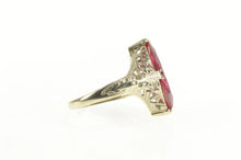 Load image into Gallery viewer, 14K Art Deco Marquise Syn. Ruby Filigree Statement Ring White Gold