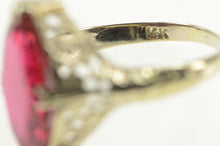 Load image into Gallery viewer, 14K Art Deco Marquise Syn. Ruby Filigree Statement Ring White Gold