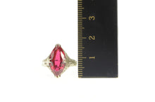 Load image into Gallery viewer, 14K Art Deco Marquise Syn. Ruby Filigree Statement Ring White Gold