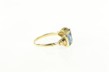 Load image into Gallery viewer, 14K Art Deco Princess Cut Syn. Blue Topaz Diamond Ring Yellow Gold