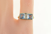Load image into Gallery viewer, 14K Art Deco Princess Cut Syn. Blue Topaz Diamond Ring Yellow Gold