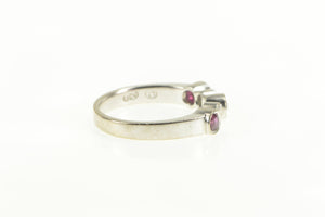 14K Natural Ruby Diamond Accent Wedding Band Ring White Gold