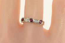 Load image into Gallery viewer, 14K Natural Ruby Diamond Accent Wedding Band Ring White Gold
