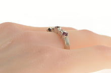 Load image into Gallery viewer, 14K Natural Ruby Diamond Accent Wedding Band Ring White Gold