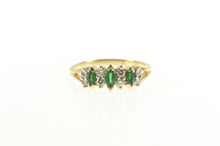 Load image into Gallery viewer, 14K Marquise Natural Emerald Diamond Band Ring Yellow Gold