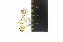 Load image into Gallery viewer, 14K Pearl Diamond Flower Cluster Bypass Statement Ring Yellow Gold