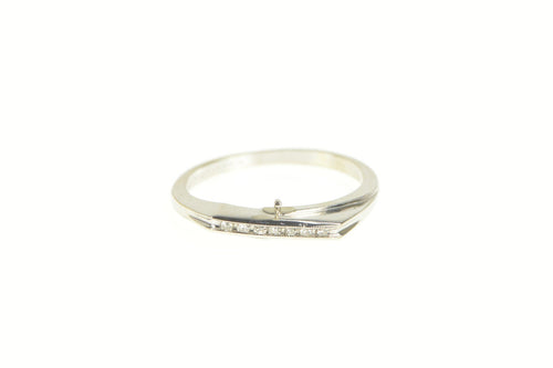 14K 1940's Classic Diamond Channel Wedding Band Ring White Gold