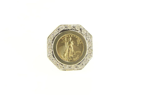 14K 0.50 Ctw Diamond American Eagle $5 Gold Coin Ring Yellow Gold