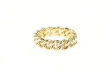 Load image into Gallery viewer, 14K 6.2mm Cuban Link Chain Pattern Statement Band Ring Yellow Gold