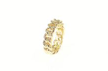 Load image into Gallery viewer, 14K 6.2mm Cuban Link Chain Pattern Statement Band Ring Yellow Gold