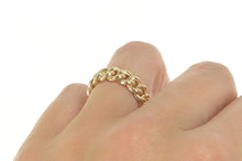 Load image into Gallery viewer, 14K 6.2mm Cuban Link Chain Pattern Statement Band Ring Yellow Gold