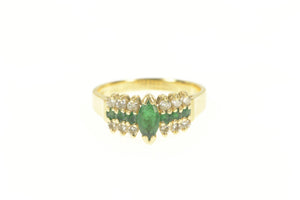 14K Marquise Emerald Diamond Engagement Ring Yellow Gold