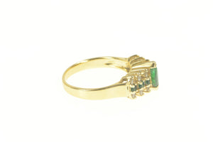 14K Marquise Emerald Diamond Engagement Ring Yellow Gold