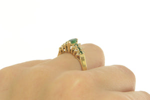 14K Marquise Emerald Diamond Engagement Ring Yellow Gold