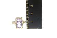 Load image into Gallery viewer, 14K Art Deco Emerald Cut Amethyst Filigree Ring White Gold