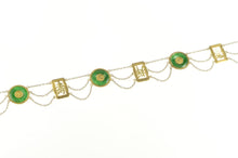 Load image into Gallery viewer, 18K Chinese Jade Layered Chain Fortune Character Necklace 17.5&quot; Yellow Gold