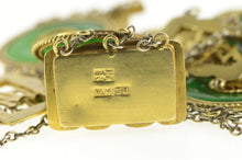 Load image into Gallery viewer, 18K Chinese Jade Layered Chain Fortune Character Necklace 17.5&quot; Yellow Gold