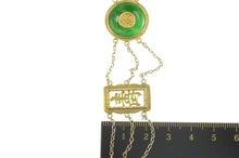 Load image into Gallery viewer, 18K Chinese Jade Layered Chain Fortune Character Necklace 17.5&quot; Yellow Gold
