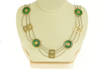 Load image into Gallery viewer, 18K Chinese Jade Layered Chain Fortune Character Necklace 17.5&quot; Yellow Gold