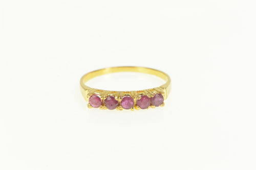 18K Natural Ruby Retro Classic Wedding Band Ring Yellow Gold