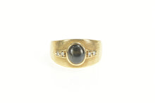 Load image into Gallery viewer, 14K Oval Black Star Sapphire Diamond Ring Yellow Gold