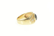 Load image into Gallery viewer, 14K Oval Black Star Sapphire Diamond Ring Yellow Gold