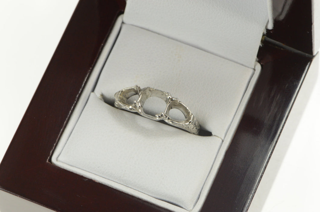 Platinum Three Stone Art Deco Engagement Setting Ring