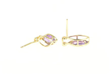 Load image into Gallery viewer, 14K Marquise Amethyst Diamond Accent Classic Stud Earrings Yellow Gold