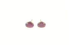 Load image into Gallery viewer, 14K Oval Natural Ruby Solitaire Classic Stud Earrings Yellow Gold