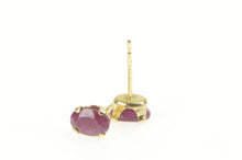 Load image into Gallery viewer, 14K Oval Natural Ruby Solitaire Classic Stud Earrings Yellow Gold