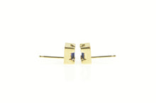 Load image into Gallery viewer, 14K Princess Cut Syn. Sapphire Solitaire Stud Earrings Yellow Gold