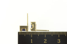 Load image into Gallery viewer, 14K Princess Cut Syn. Sapphire Solitaire Stud Earrings Yellow Gold