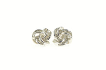 Load image into Gallery viewer, 10K Diamond Inset Twist Knot Spiral Stud Earrings White Gold