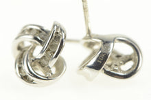 Load image into Gallery viewer, 10K Diamond Inset Twist Knot Spiral Stud Earrings White Gold