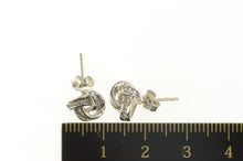 Load image into Gallery viewer, 10K Diamond Inset Twist Knot Spiral Stud Earrings White Gold