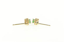 Load image into Gallery viewer, 14K Marquise Natural Emerald Diamond Halo Stud Earrings Yellow Gold