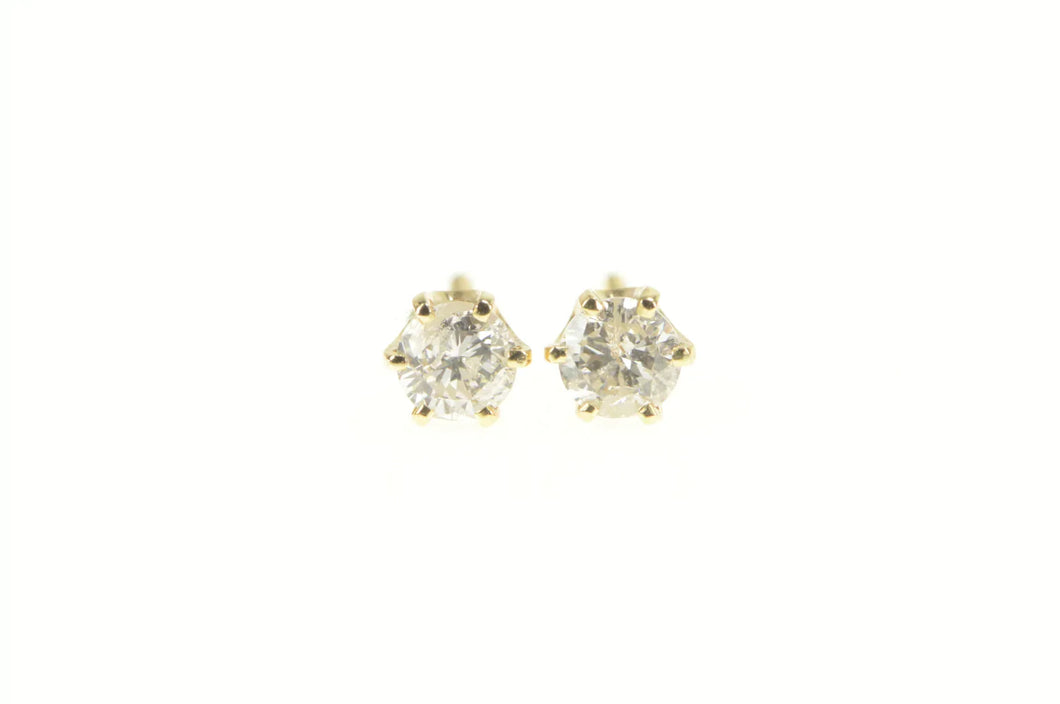 14K 0.57 Ctw Diamond Solitaire Classic Stud Earrings Yellow Gold
