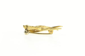 18K Victorian Ornate Sparrow Soaring Bird Pin/Brooch Yellow Gold