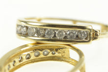 Load image into Gallery viewer, 10K Oval Diamond Inset Classic Statement Hoop Earrings Yellow Gold