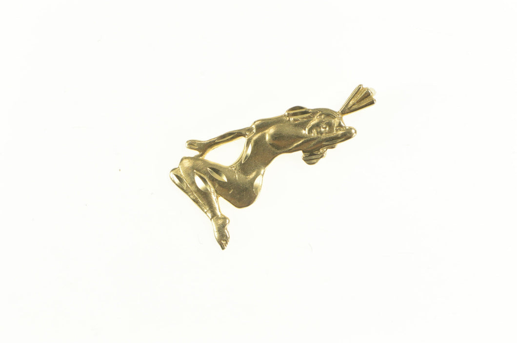 14K Posed Lady Feminine Form Statement Pendant Yellow Gold