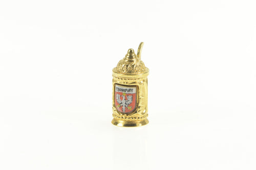 14K 3D Articulated Enamel German Beer Stein Charm/Pendant Yellow Gold
